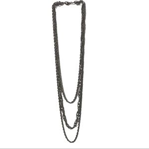 Three Layer Silver Colored Chain Necklace